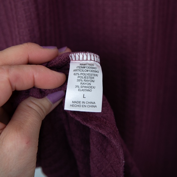 Chaser Thermal Waffle Knit Tunic Purple - Picture 8 of 9